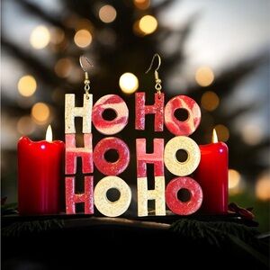 Perfectly imperfect by Heather. Festive Red and Gold 'Ho Ho Ho' Holiday Earrings